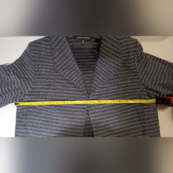 Ming Wang Navy Blue/White Blazer/Jacket 3/4 Sleeve Size XS NWT $275 MSRP - Picture 3 of 9